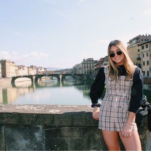 We wore what plaid belted romper